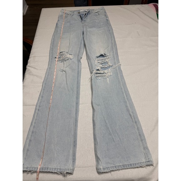 Vervet Denim - Vervet Los Angeles Light Wash Distressed Wide Leg Jeans V2478 Size 24